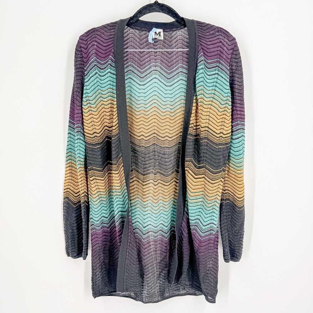 Missoni Purple and Yellow Chevron Cardigan Sweater